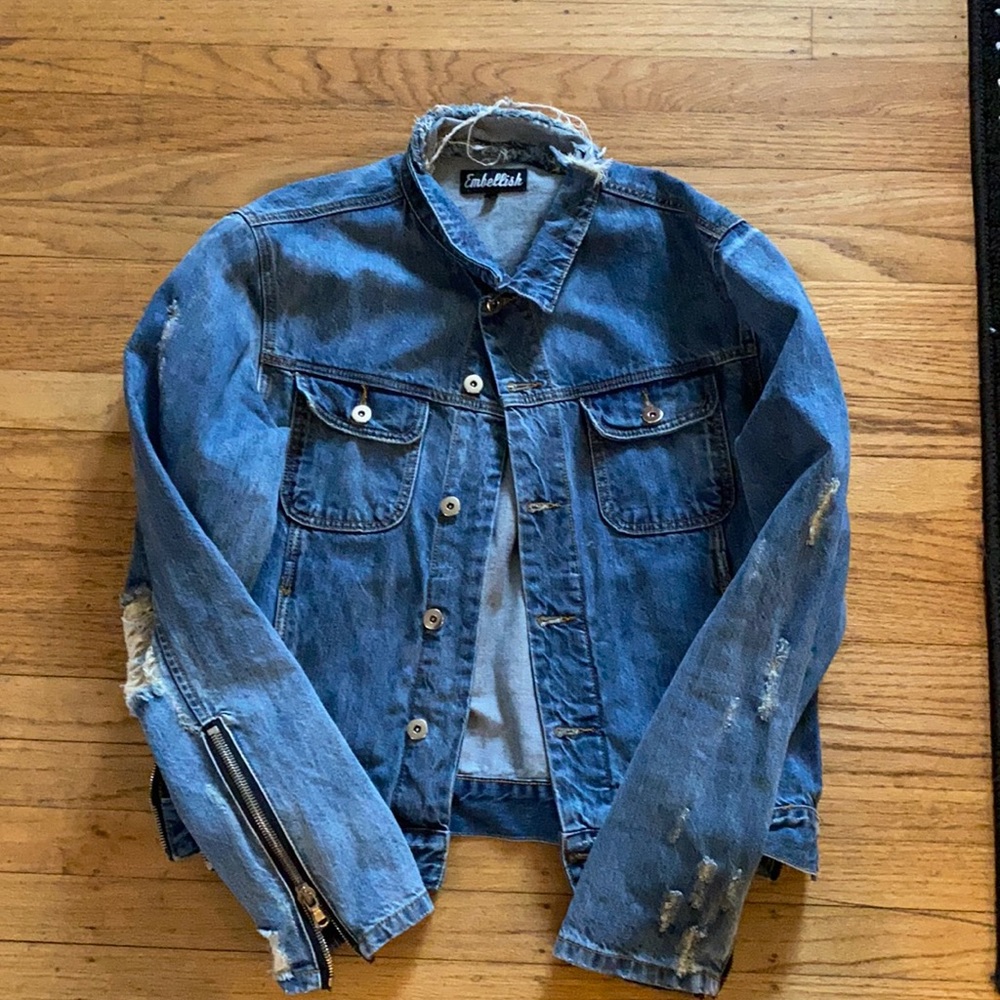 Embellish distressed jean jacket XL
